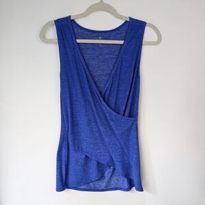 Athleta Wrap Front Sleeveless Tank Top Blue Stretchy Lightweight Activewear S